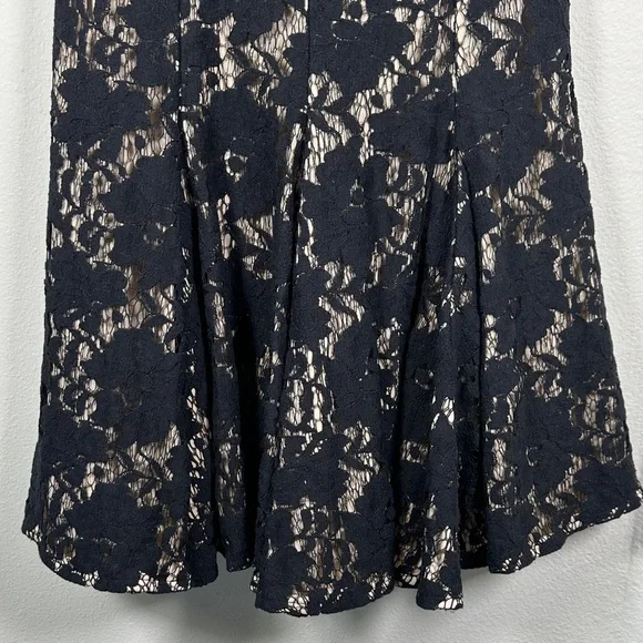 Maggy London Black Nude Floral Lace Fit & Flare Mini Dress Women’s 6 - Picture 5 of 8